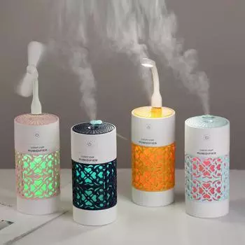 3 в 1 мини-увлажнитель Lucky Cup Usb ультразвуковой диффузор аромата диффузор эфирного масла со светодиодной подсветкой USB-вентилятор для автомобильных увлажнителей Sky Blue