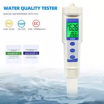 3 в 1 PH EC TEMP 0,01 метра водонепроницаемая цифровая EC ручка с автоматической температурной компенсацией для аквариума скидка 30%
