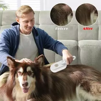 3-в-1 Щетка для собачьей шерсти Щетка для кошачьей шерсти Электрическая щетка для чистки домашних животных Паровая распылительная щетка Массажная расческа для удаления волос Анти-летающая щетка коричневый
