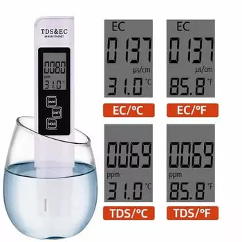 3 в 1 TDS/Temp/EC измеритель качества воды тестер ручка TDS/EC тестер 0-9990ppm детектор проводимости чистота воды измеритель температуры