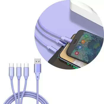 3 в 1 USB 2.0 TypeA на USB и TypeC разветвитель зарядный кабель 66 Вт HighPower USB Sync зарядный кабель 2M1T