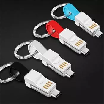 3 в 1 USB-кабель Micro USB Type C Кабель для Samsung Xiaomi Huawei 2A Mini Keychain Charger Зарядные кабели для IOS 1 PCS красный