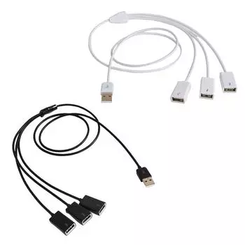3 в 1 USB-кабель-разветвитель USB-разветвитель питания 1 штекер на 3 гнезда USB 2.0 адаптер 1 на 3 USB-разветвитель USB-удлинитель белый