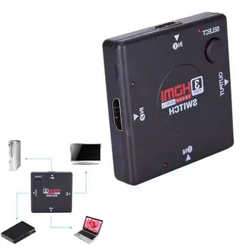 3 в 1 выход разветвитель 3 порта 1080P видео HDMI HD конвертер коммутатор для HDTV DVD чёрный