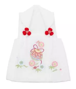 3 years 3 years for single cherry Shichi-Go-San, old, old, children, girls, cloth, item, white, embroidery, blossoms, bells, flowers, 3390-00013