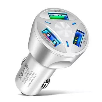 3a 3usb Qc3.0 Fast Auto Charger Stable Current Output Fast Charging Car Battery Charger чёрный