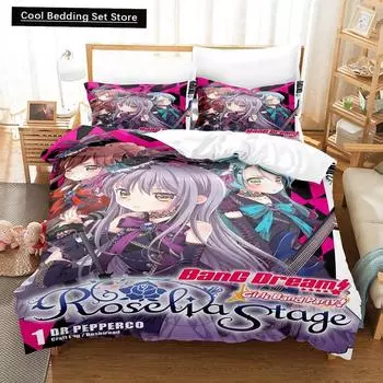 3D Аниме BanG Dream! Girls Band Party! Комплект постельного белья односпальный двуспальный двуспальный двуспальный комплект для взрослых и детей комплект пододеяльников US Queen(228x228cm)