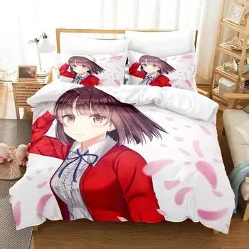3D аниме Megumi Kato Saekano комплект постельного белья пододеяльник постельный комплект пододеяльник наволочка одеяло king size постельное белье для мальчиков и взрослых 70x133cm 2pcs