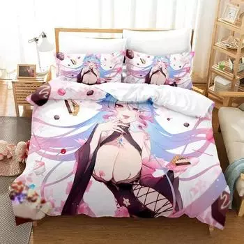 3D аниме сексуальные девушки Silvervale VTuber комплект постельного белья односпальный двухместный полный двуспальный комплект постельного белья для взрослых и детей спальня пододеяльник наборы EU Single 135x200cm