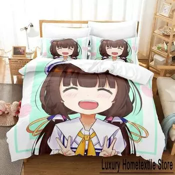3D Anime The Ryuo s Work is Never Done! Bedding Set Single Twin Full Queen King Size Bed Set Adult Kid Bedroom Duvet cover Sets EU Single 135x200cm