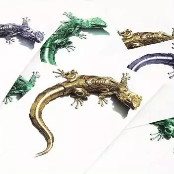 3D автомобильная наклейка оконный геккон Gekko механическая эмблема ящерицы хромированная наклейка из ПВХ зелёный