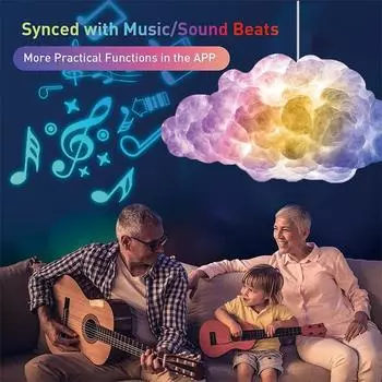 3D Big Cloud Lighting Light Smart Remote App Thundercloud Light For Esports Home Diy Спальня Украшения Комнаты Атмосфера Лампа белый