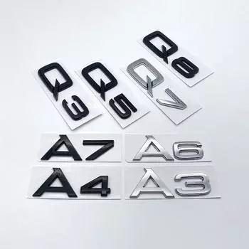 3D буквы и цифры эмблема A3 A4 A5 A6 A7 A8 Q2 Q3 Q5 Q7 крышка багажника автомобиля табличка с логотипом наклейка хром глянцевый черный