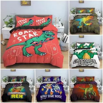 3D Cartoon Dinosaur Pattern Luxury Duvet Cover Bedding Set For Kid s Bedroom King Queen Twin Single Size Home Textile 70x133cm 2pcs