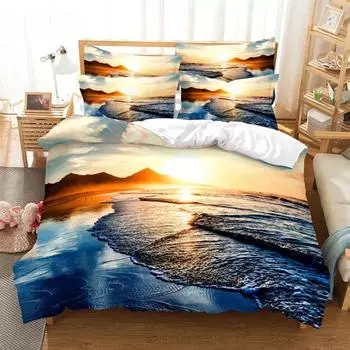 3D цифровая печать 2/3 шт пододеяльник наволочка двуспальный комплект постельного белья покрывало одеяло мягкий микрофибра комплект постельного белья Sea EU single(135x200cm)&set