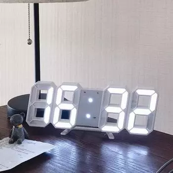 3D цифровые часы со светодиодным дисплеем, легко читаемые, многофункциональные, время, дата, температура зелёный