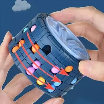 3D цилиндр-куб, игрушка, волшебная фасоль, гироскоп, вращение слайда, игры-головоломки, снятие стресса, детские развивающие игрушки Монтессори для младенцев, подарок синий