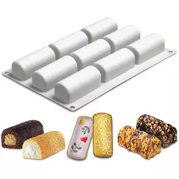 3D цилиндрическая силиконовая форма для десерта Twinkie Pan Mousse Cake Выпечка Инструменты для батончика Granola Roll Log Ice Cube Form