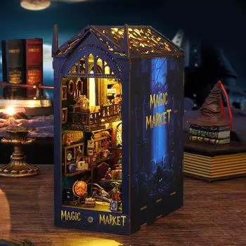 3D деревянный пазл DIY миниатюрный дом комплект книжный уголок с подсветкой для спальни, дома, рабочего стола, детской