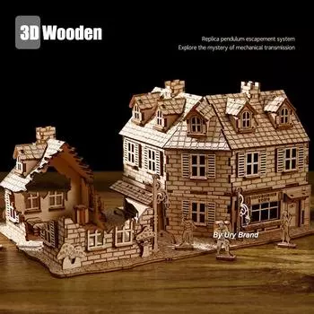 3D деревянный пазл WW2 Военный город послевоенный ручной работы механическая сборка модель дома DIY наборы игрушки украшение стола подарки для LG852-With Box