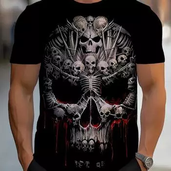 [3D Digital Print]Men s Summer Outdoor Casual Fashion 3D Digital Print Round Neck T-Shirt S