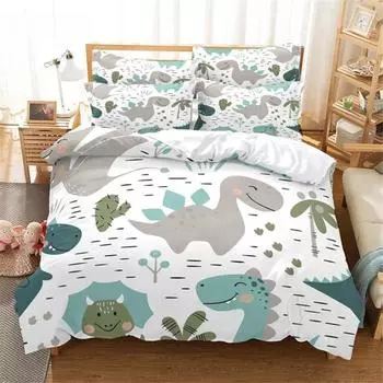 3D Dinosaur Bedding Set Queen Bedding Duvet Cover Set Bedding Set Bed Cover Cotton Queen Bedroom Bed Cover Set Bed Set Bedding EU single(135x200cm)&set