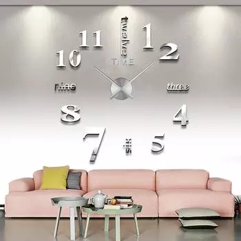3D DIY безрамные большие настенные часы современные римские цифры 3D зеркальная наклейка украшения для дома и офиса для гостиной спальни чёрный