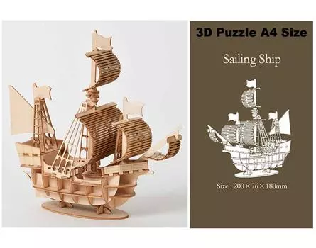 3D DIY деревянный пазл для сборки головоломки лазерной резки парусного корабля биплана паровоза поезда игрушечного комплекта DIY для взрослых детей