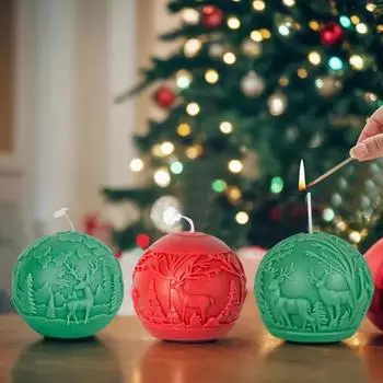 3D DIY Рождественская елка Шар Свеча Силиконовая форма Олень Звезда Шар Свеча Форма Рождественский подарок Торт Шоколад Формы для мыла