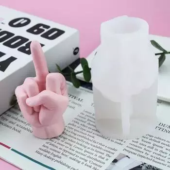3d DIY Средний палец Жест Силиконовая форма для свечи Гипсовая форма Резьба Искусство Ароматерапия Гипс Домашнее украшение Свадебный подарок