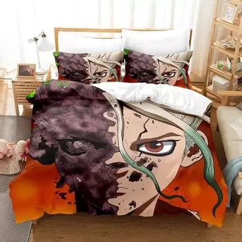 3D Dr.Stone Постельное белье Пододеяльник с наволочкой Twin Full Queen King Постельное белье Постельное белье EU single(135x200cm)