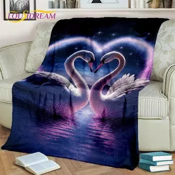 3D Dream Love Swan Cartoon Cygnus Подарочное одеяло для девочек, мягкое одеяло для дома, спальни, кровати, дивана, дорожного чехла для пикника, детское одеяло 130x150cm