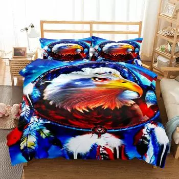 3D Eagle Ancient Bedding Set King Queen Twin Single Size Duvet Cover Pillow Cases Bed Linen Set EU single(135x200cm)