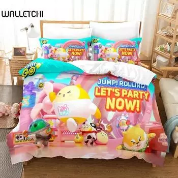 3D Eggy Party Bedding Sets Comforter Quilt Bed Cover Duvet Cover Pillow Case Sets Kids Adult Size Bedroom Decoration 70x133cm 2pcs