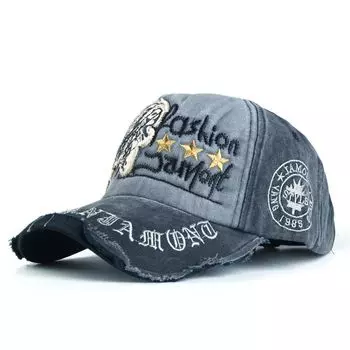 3D Embroider Indian Washed Baseball Cap Men s Patchwork Cotton Baseball Cap Peaked Cap Cross-Border Hot Black