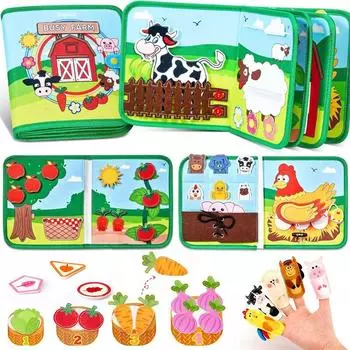 3D Farm Busy Board Quiet Book Soft Felt Montessori Toy For Fine Motor Skills Early Educational Travel Toys For Children Gifts