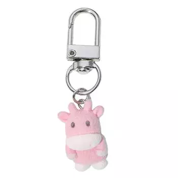 3D Flocking Dog Keychain Cute Animal Pendant Key Chain Fashionable Phone Lanyard Ornament for Phones Key Bag Purse 2