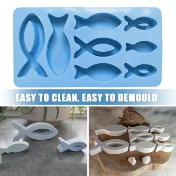 3D форма для рыбы, термостойкая, нелипкая, пищевая, 8-решетчатая форма для выпечки своими руками, многоразовая силиконовая форма для помадки, мыла, свечей, принадлежностей для выпечки синий