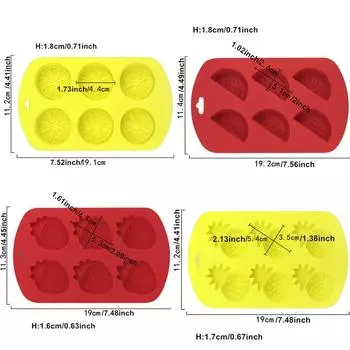 3D Fruit Shaped Silicone Molds Pineapple Orange Watermelon Strawberry Candy Mould Biscuit Sugar Pudding Chocolate Tool земляничный