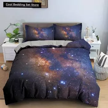3D Galaxy Пододеяльник King Double Twin Queen Полный комплект постельного белья из 2/3 предметов Вселенная Космос Тематика Звездный Полиэстер Пододеяльник EU single(135x200cm)