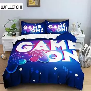 3D Game Console Pattern Bedding Set,Duvet Cover Comforter Bed Set Quilt Cover Pillowcase,King Queen Twin Size Boys Girls Adults 135x200cm 2pcs