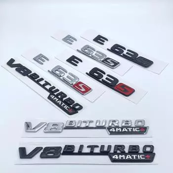 3D глянцевые черные буквы E43 E53 E63 E63S V8 Biturbo 4matic ABS эмблема для Mercedes Benz AMG автомобиля Fender багажник W212 W213 наклейка