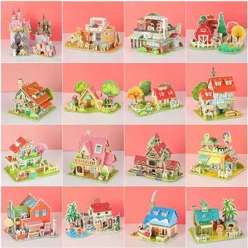 3D головоломка DIY Модель дома Головоломка Сборка Строительные блоки Бумажная карточка Пазл Раннее образование A