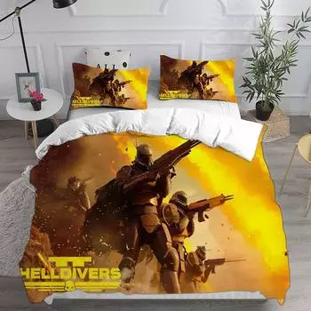 3D HELLDIVERS 2 комплекта постельного белья одеяло одеяло покрывало пододеяльник наволочка 2-3 шт комплекты детский взрослый размер для домашнего текстиля EU Twin 135x200cm