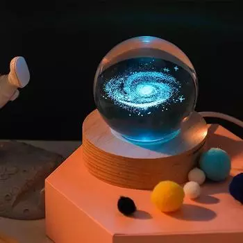 3D хрустальные светильники, светящийся планетарный галактический ночник, хрустальный шар, ночник, домашний декор, рождественский подарок Warm Light Base