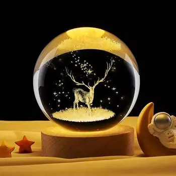 3D хрустальные светильники, светящийся планетарный галактический ночник, хрустальный шар, ночник, домашний декор, рождественский подарок WHITE