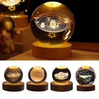 3D хрустальный шар проекторы лампа солнечной системы светодиодный ночник хрустальный шар ночник звездная лампа