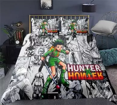 3D HUNTER X HUNTER Pattern Duvet Cover Set with Pillowcase Bedding Set Single Double Twin Full Queen King Size for Bedroom Decor 135x200cm