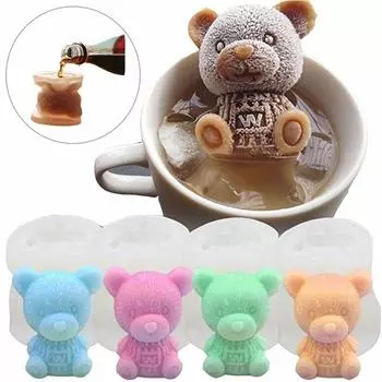 3D Ice Cube Maker Маленький Медведь Форма Шоколадный Торт Плесень Лоток Мороженое DIY Инструмент Виски Вино Коктейль Силиконовые Формы