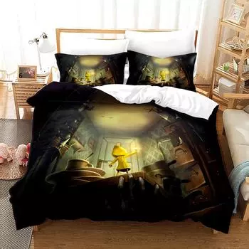 3D Игра Little Nightmares Постельное белье Комплект односпальных двуспальных кроватных принадлежностей Queen King Size Постельное белье Little Nightmares для взрослых и детей Спальня Пододеяльник EU Single 135x200cm